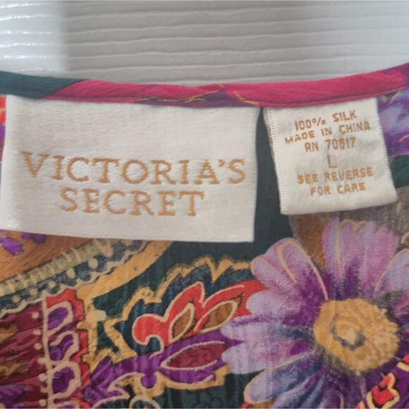 Victoria's Secret Floral Silk Pajama Top Vintage 90s Gold Label Floral Size L - Picture 5 of 5